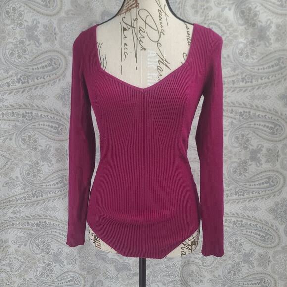 House of Harlow 1960 Tops - House of Harlow 1960 women's long sleeve ribbed bodysuit magenta Size Medium